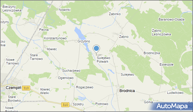 mapa Sulejewo Folwark, Sulejewo Folwark na mapie Targeo